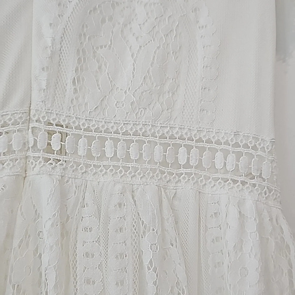 NWOT BOHO white lace fringe long dress "Boho wedding dress" size M - Picture 3 of 8